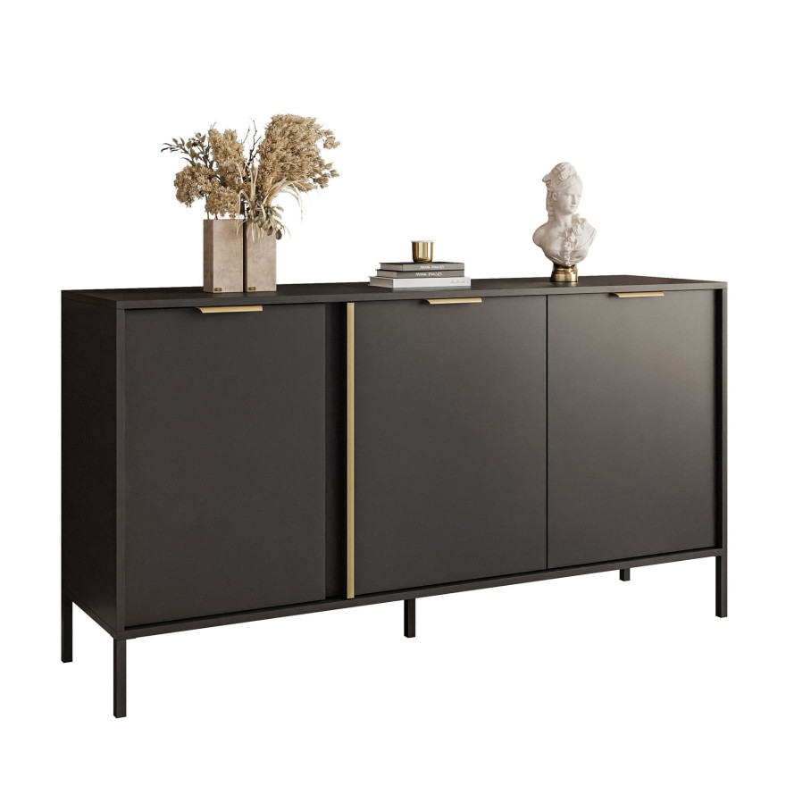 Komoda trzydrzwiowa LARETTO 153 cm 3D antracyt Komoda trzydrzwiowa LARETTO 153 cm 3D antracyt