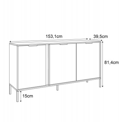 Komoda trzydrzwiowa LARETTO 153 cm 3D antracyt Komoda trzydrzwiowa LARETTO 153 cm 3D antracyt