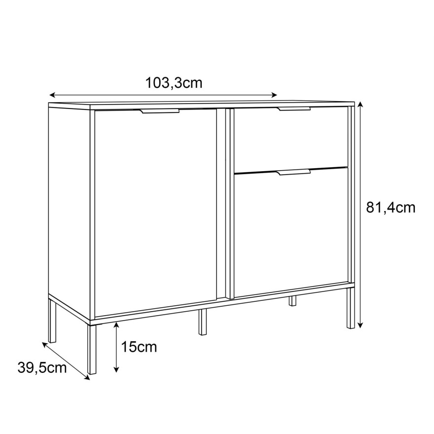 Komoda LARETTO 103 cm 2D1S antracyt Komoda LARETTO 103 cm 2D1S antracyt
