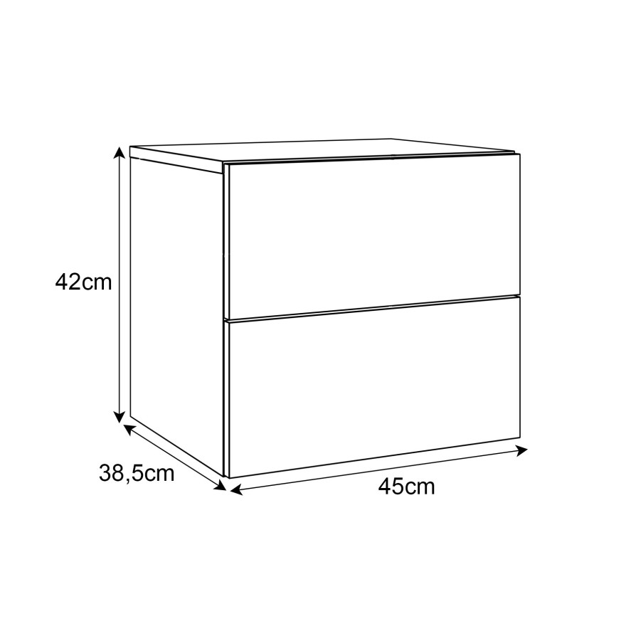 Stolik nocny LINA LUX z uchwytami blat w połysku podwieszany