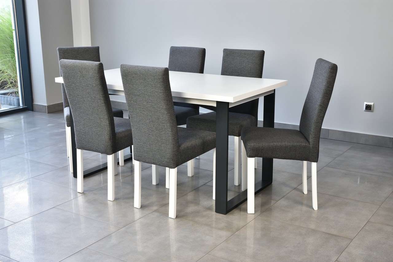 Zestaw mebli VENICE biały stół rozkładany 150 - 190 cm z 6 krzesłami