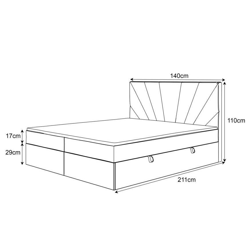 Łóżko kontynentalne ASTEYA z materacem bonellowym