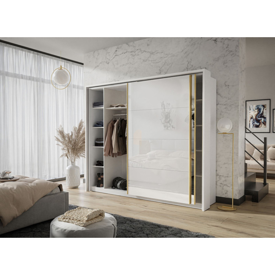 Szafa przesuwna AURA PLUS biały połysk z nadstawką Szafa przesuwna AURA PLUS biały połysk z nadstawką