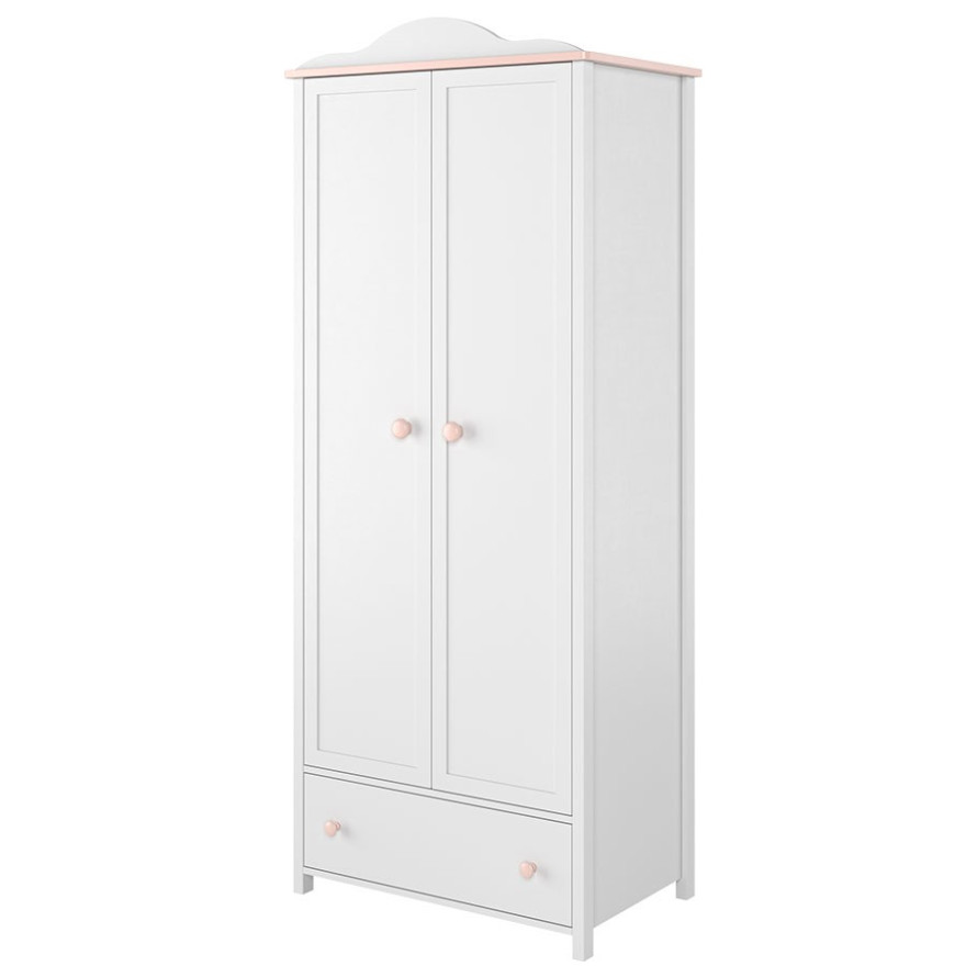 Szafa LUNA LN-012d biały/różowy Szafa LUNA LN-012d biały/różowy