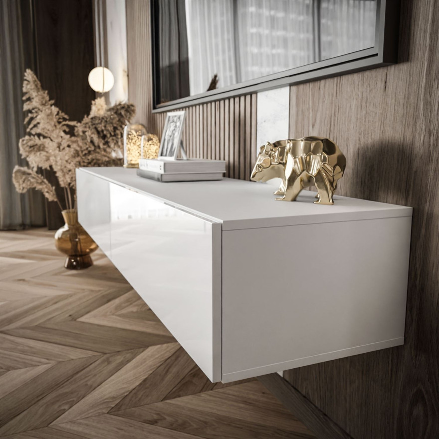 Szafka RTV COLETTE 175 cm biały połysk