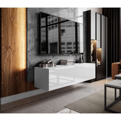 Szafka RTV COLGANTE 150 - Biały wysoki połysk