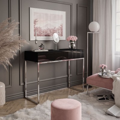 Konsola BLANCO GLAMOUR II na chromowanym stelażu czarny połysk