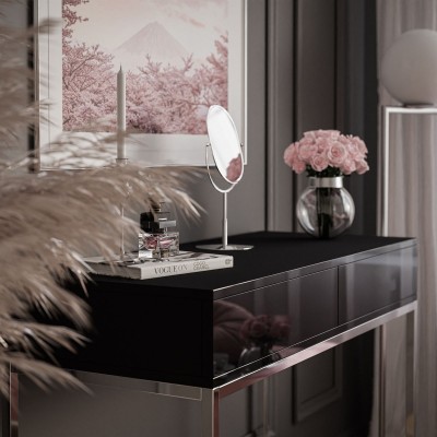 Konsola BLANCO GLAMOUR II na chromowanym stelażu czarny połysk