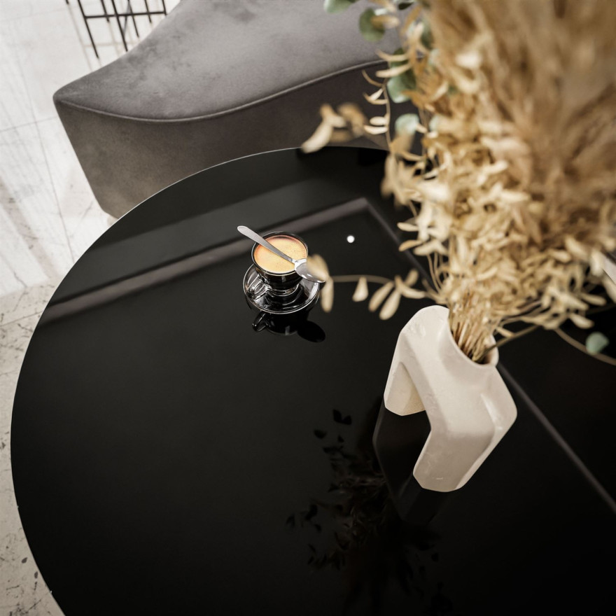 Okrągły stolik kawowy 2w1 LORI GOLD wysoki połysk