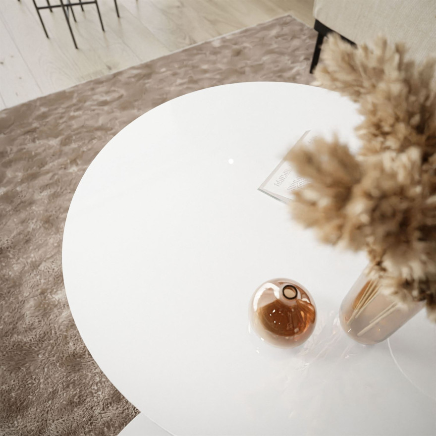 Okrągły stolik kawowy 2w1 LORI GLASS ze złotym stelażem Okrągły stolik kawowy 2w1 LORI GLASS ze złotym stelażem