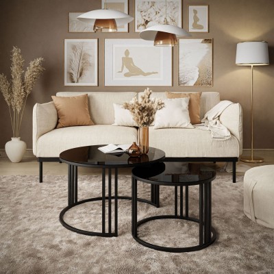 Okrągły stolik kawowy 2w1 LORI GLASS