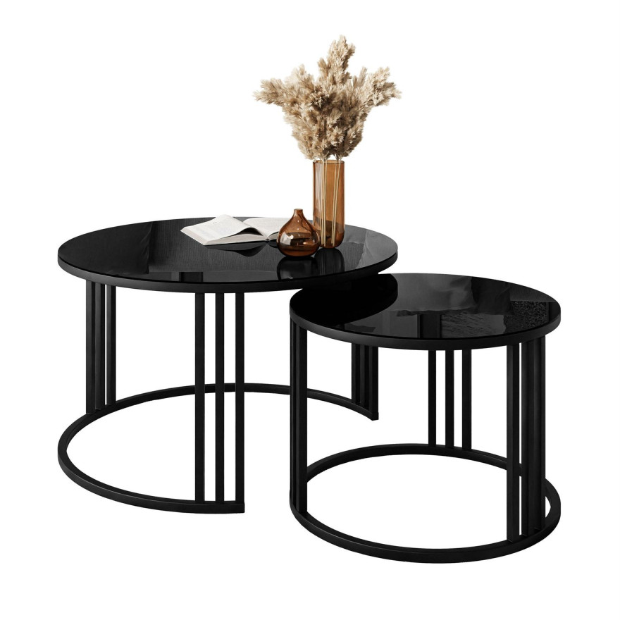 Okrągły stolik kawowy 2w1 LORI GLASS