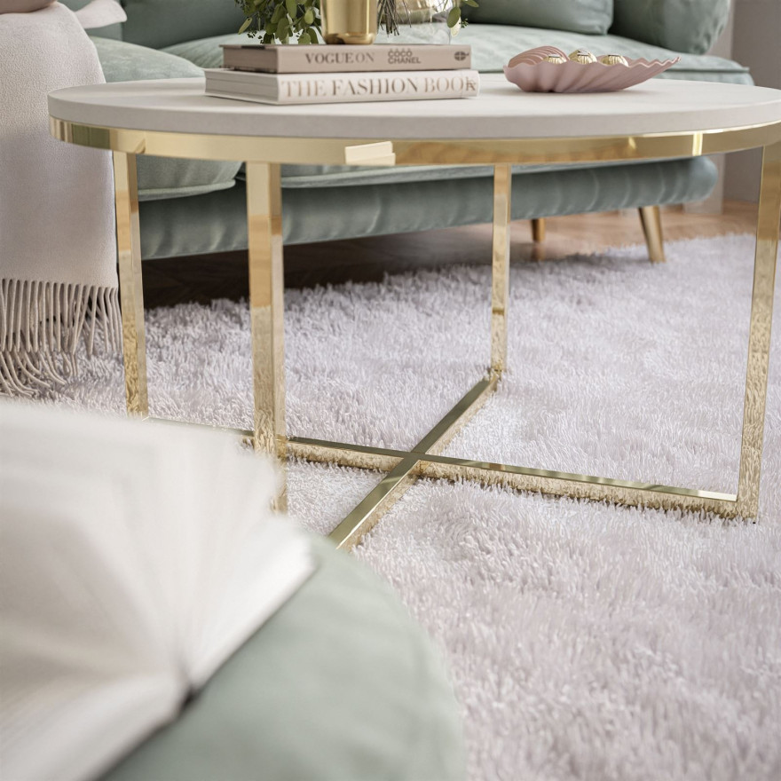 Okrągły stolik kawowy CIRI-X LEVANTO ze złotą chromowaną podstawą Okrągły stolik kawowy CIRI-X LEVANTO ze złotą chromowaną podstawą