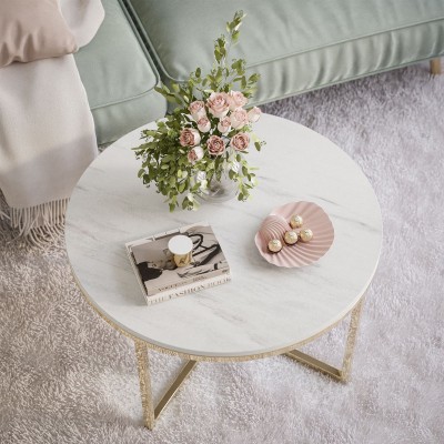 Okrągły stolik kawowy CIRI-X LEVANTO ze złotą chromowaną podstawą Okrągły stolik kawowy CIRI-X LEVANTO ze złotą chromowaną podstawą