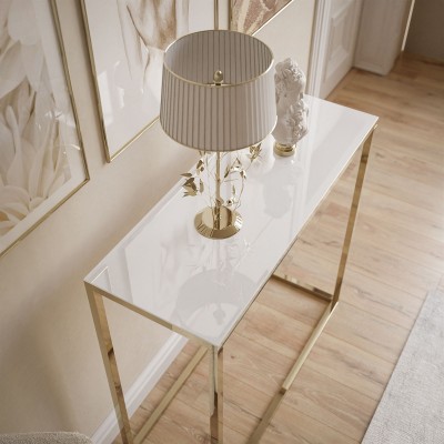 Konsola MODERN GLASS ZŁOTY CHROM 80/100 cm