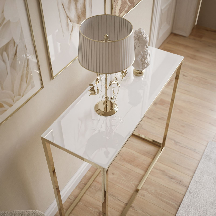 Konsola MODERN GLASS ZŁOTY CHROM 80/100 cm