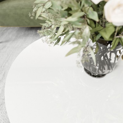 Okrągły stolik kawowy LORI GLASS ze złotym stelażem