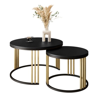 Okrągły stolik kawowy 2w1 LORI MIX czarny mat Okrągły stolik kawowy 2w1 LORI MIX czarny mat