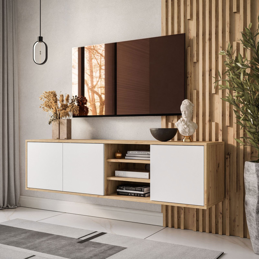 Szafka wisząca RTV SANAYI z półkami dąb artisan