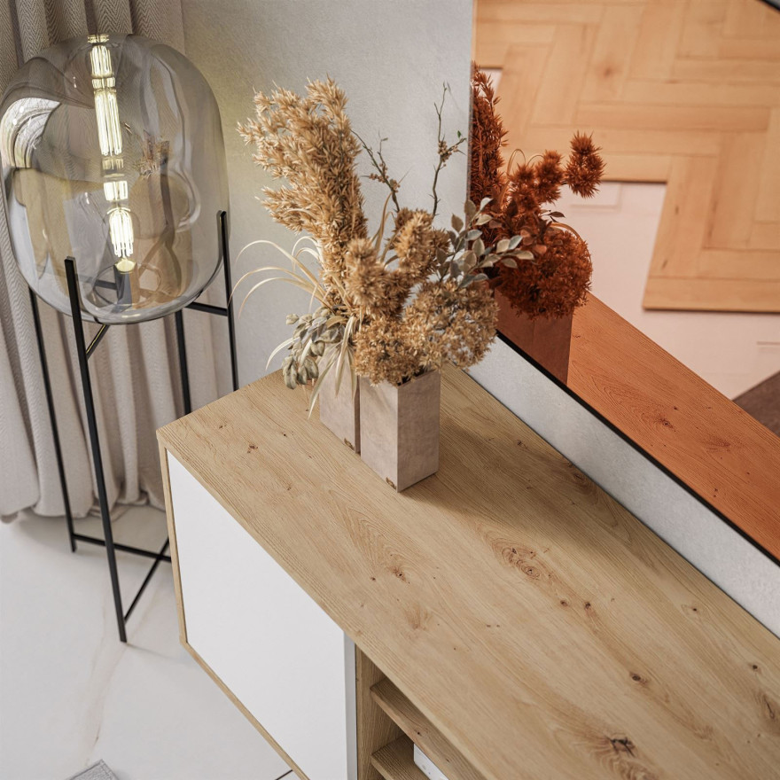 Szafka wisząca RTV SANAYI z półkami dąb artisan