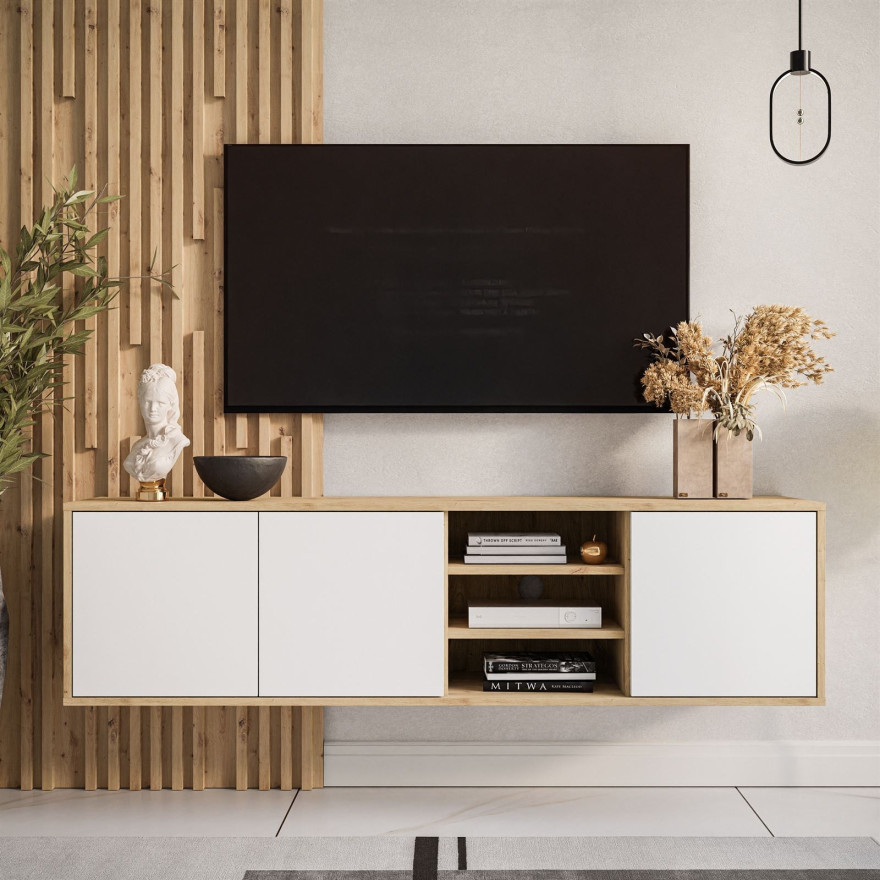 Szafka wisząca RTV SANAYI z półkami dąb artisan