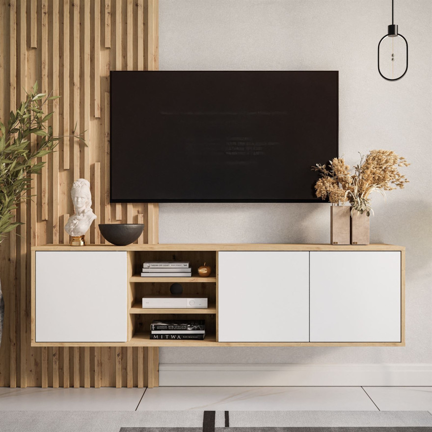 Szafka wisząca RTV SANAYI z półkami dąb artisan