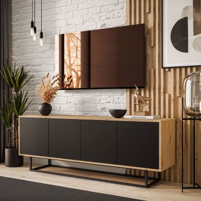 Szafka RTV SANAYI dąb artisan na metalowym stelażu