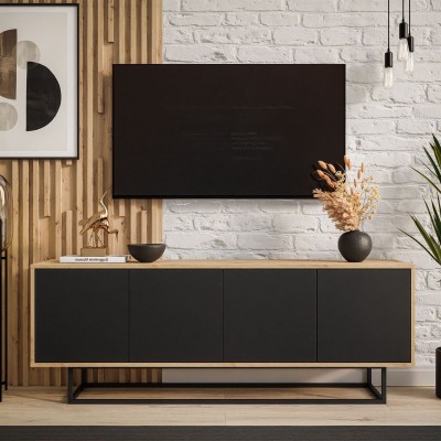 Szafka RTV SANAYI dąb artisan na metalowym stelażu