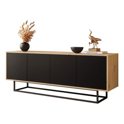 Szafka RTV SANAYI dąb artisan na metalowym stelażu