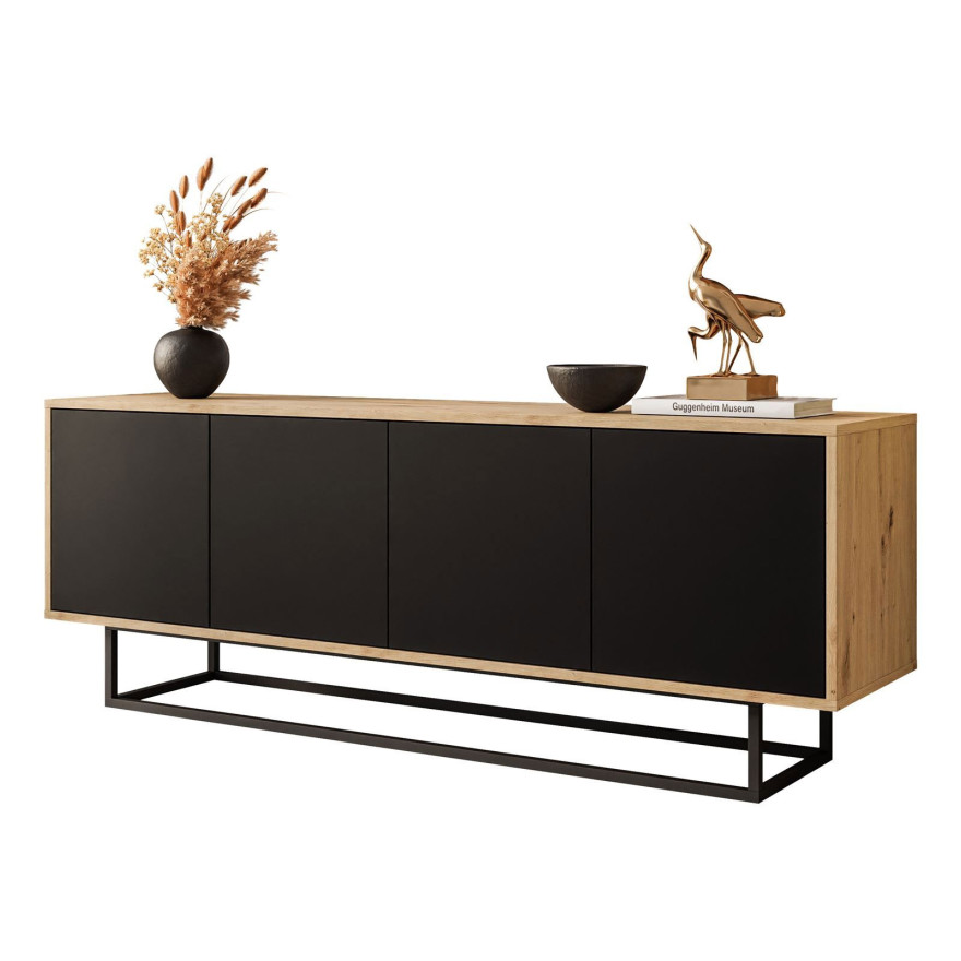 Szafka RTV SANAYI dąb artisan na metalowym stelażu