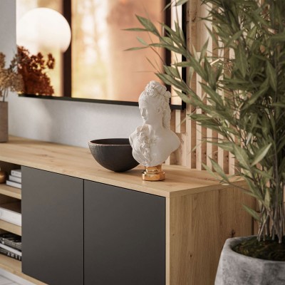 Szafka RTV SANAYI II z półkami dąb artisan