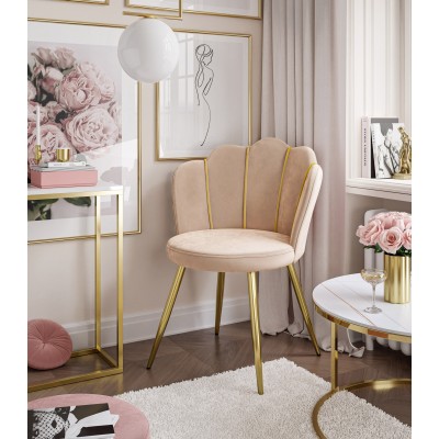 Krzesło tapicerowane CARRIE złote nogi