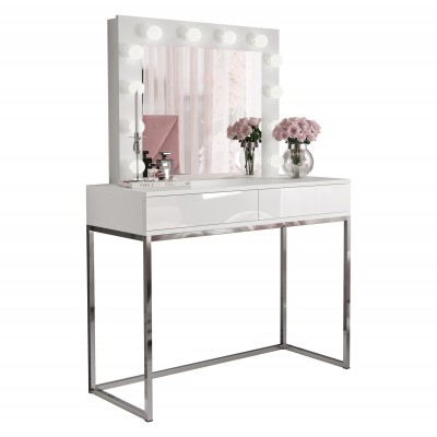 Toaletka kosmetyczna BLANCO GLAMOUR z lustrem i oświetleniem Toaletka kosmetyczna BLANCO GLAMOUR z lustrem i oświetleniem