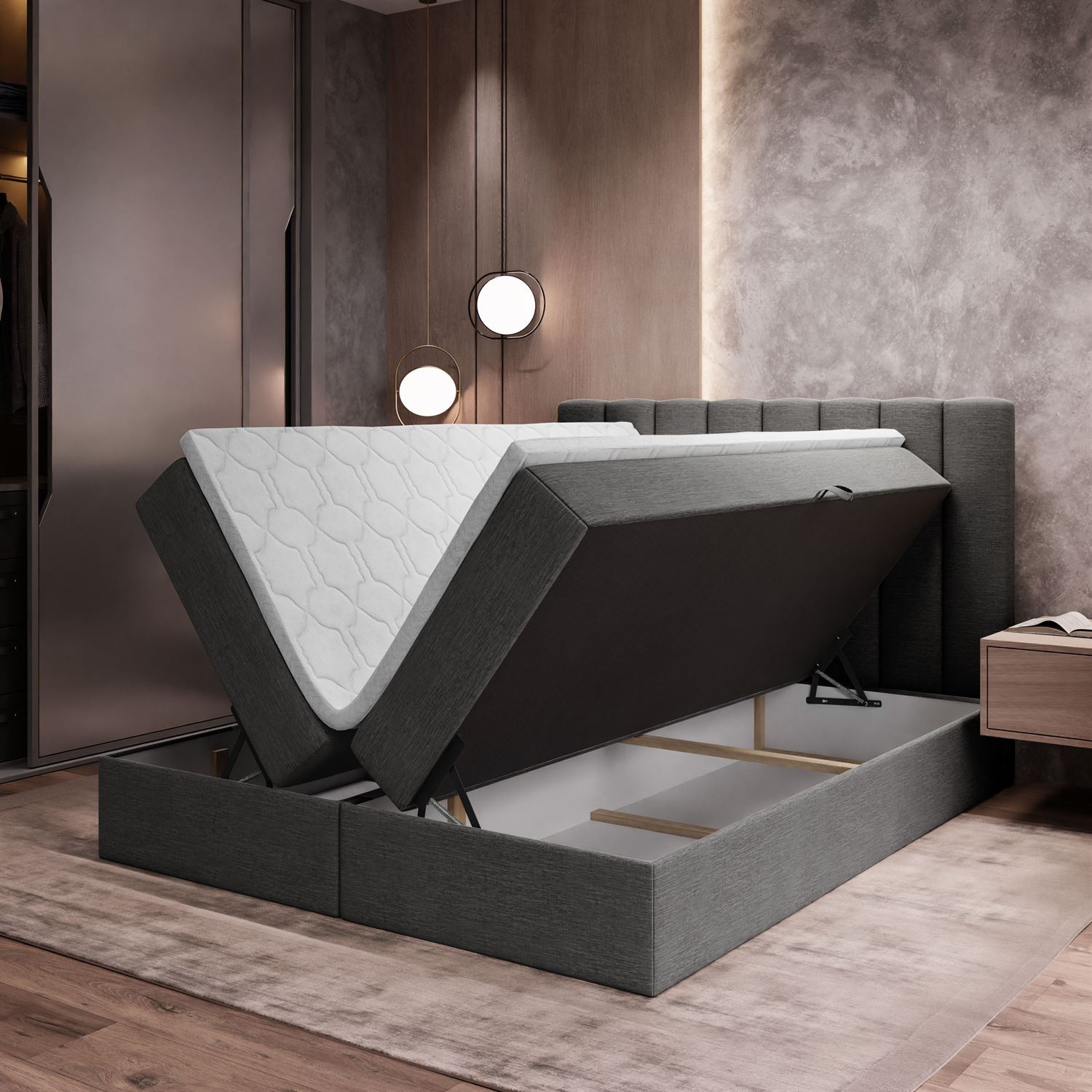 Łóżko kontynentalne LINE z materacem bonellowym