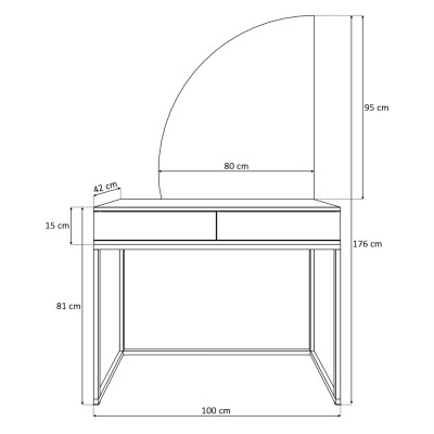 Toaletka kosmetyczna QUINNIE z lustrem Toaletka kosmetyczna QUINNIE z lustrem
