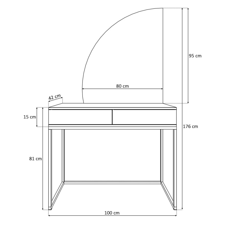 Toaletka kosmetyczna QUINNIE z lustrem Toaletka kosmetyczna QUINNIE z lustrem