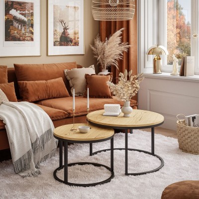 Stolik kawowy okrągły CORRIE 2w1 LOFT Stolik kawowy okrągły CORRIE 2w1 LOFT