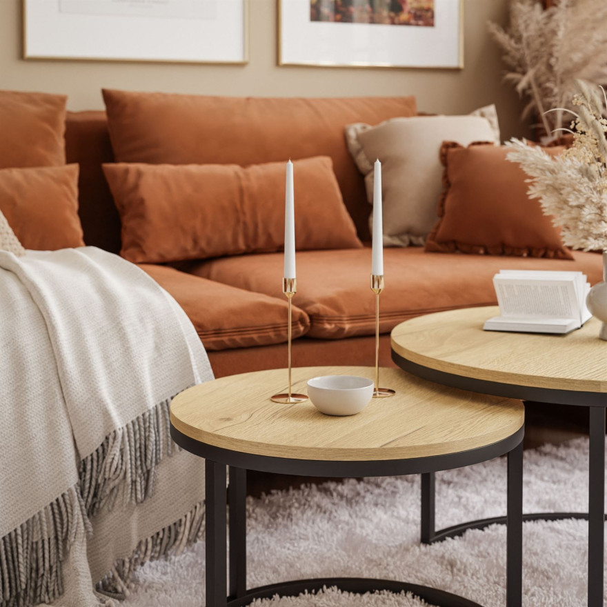 Stolik kawowy okrągły CORRIE 2w1 LOFT Stolik kawowy okrągły CORRIE 2w1 LOFT