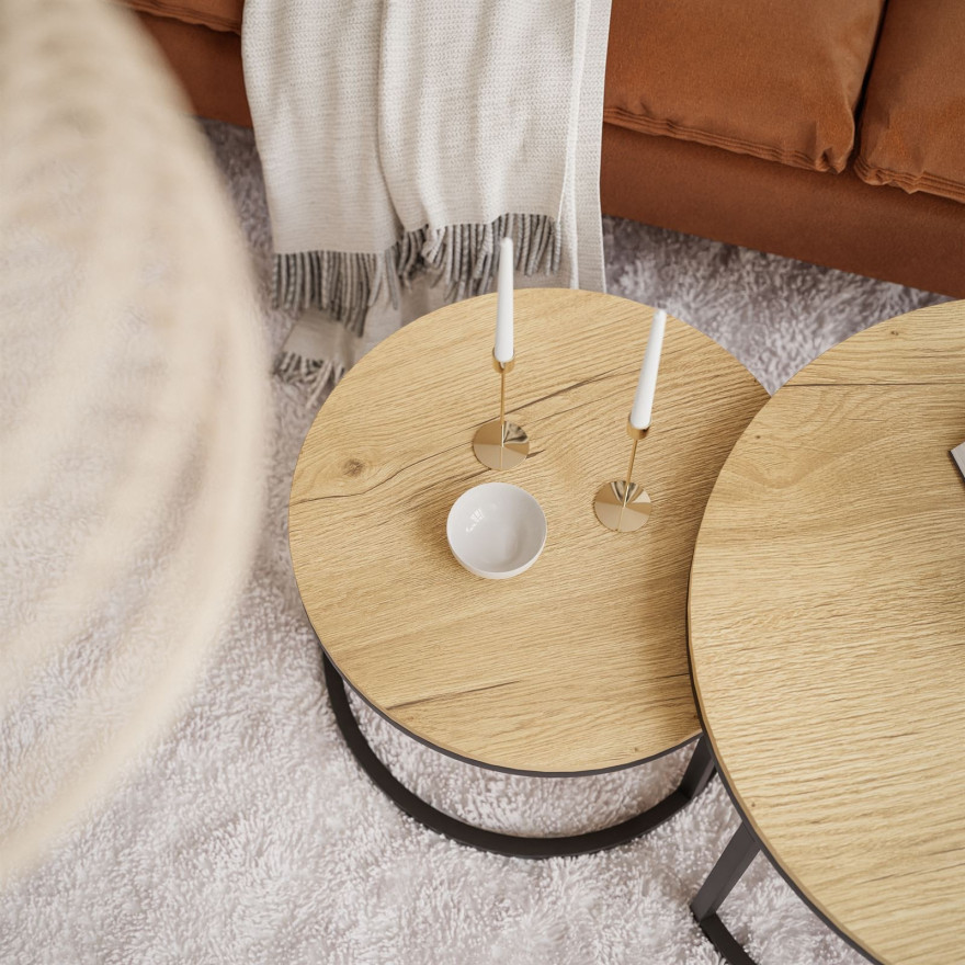 Stolik kawowy okrągły CORRIE 2w1 LOFT Stolik kawowy okrągły CORRIE 2w1 LOFT