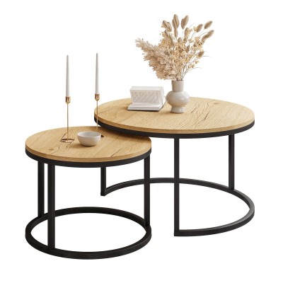 Stolik kawowy okrągły CORRIE 2w1 LOFT Stolik kawowy okrągły CORRIE 2w1 LOFT