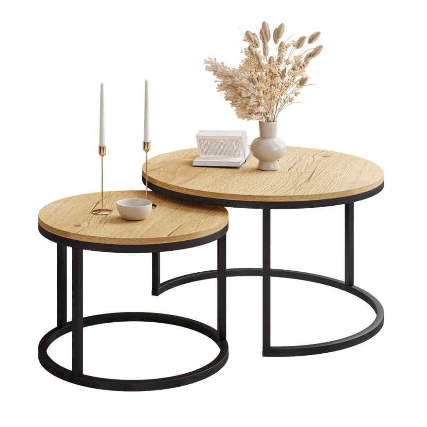 Stolik kawowy okrągły CORRIE 2w1 LOFT Stolik kawowy okrągły CORRIE 2w1 LOFT