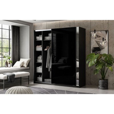 Szafa przesuwna LINA 194/244 cm czarny połysk