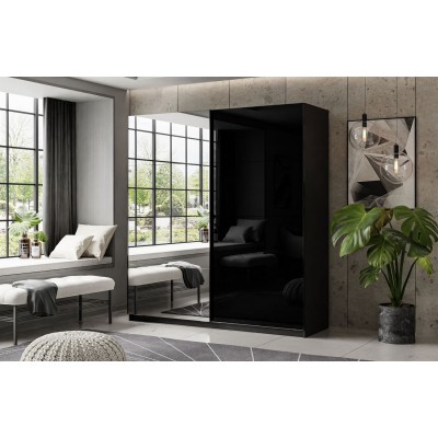 Szafa przesuwna LINA 194/244 cm czarny połysk