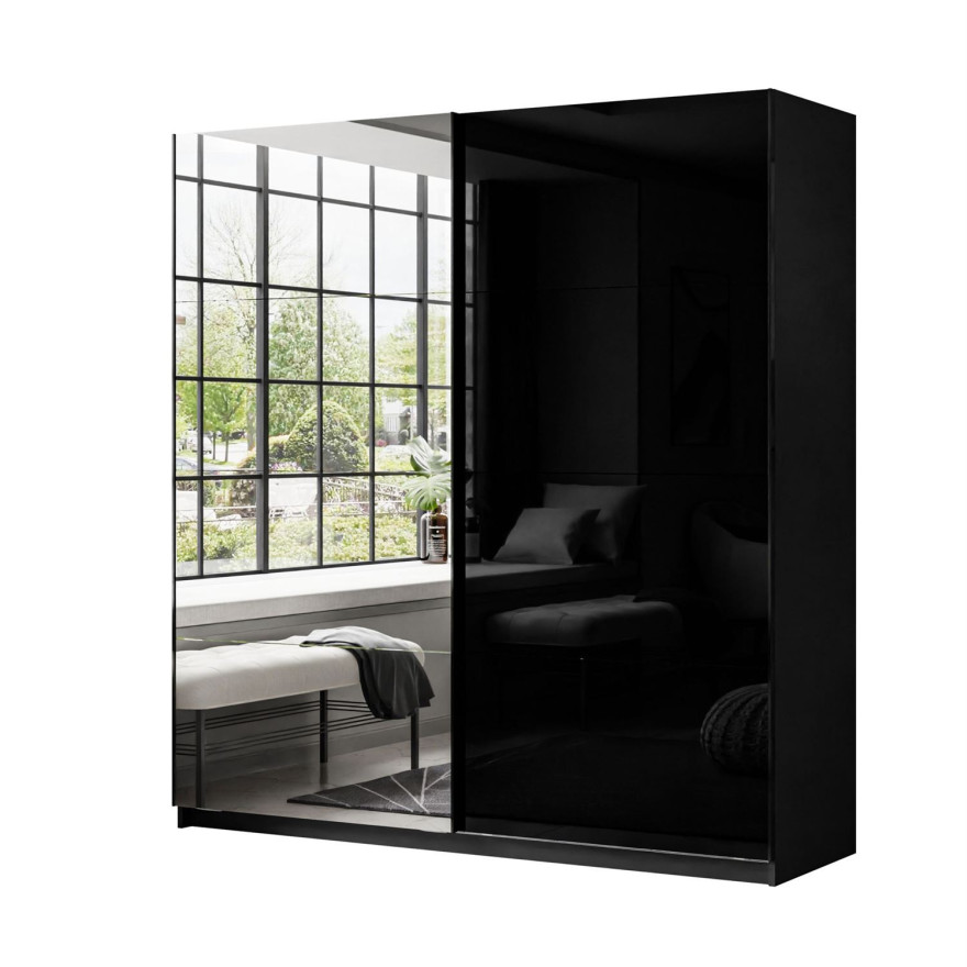 Szafa przesuwna LINA 194/244 cm czarny połysk