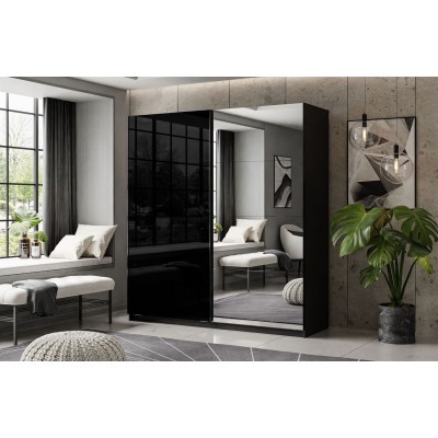 Szafa przesuwna LINA 194/244 cm czarny połysk