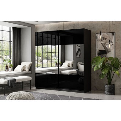 Szafa przesuwna LINA 194/244 cm czarny połysk