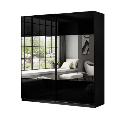 Szafa przesuwna LINA 194/244 cm czarny połysk