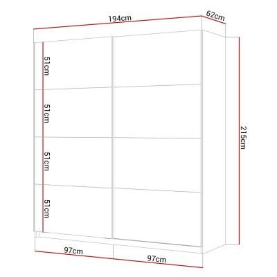 Szafa przesuwna LINA 194/244 cm czarny połysk