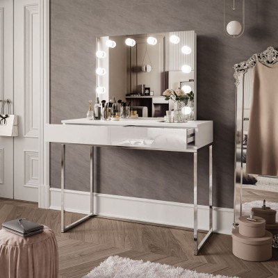 Toaletka kosmetyczna BLANCO GLAMOUR ELITE z lustrem i oświetleniem Toaletka kosmetyczna BLANCO GLAMOUR ELITE z lustrem i oświetleniem