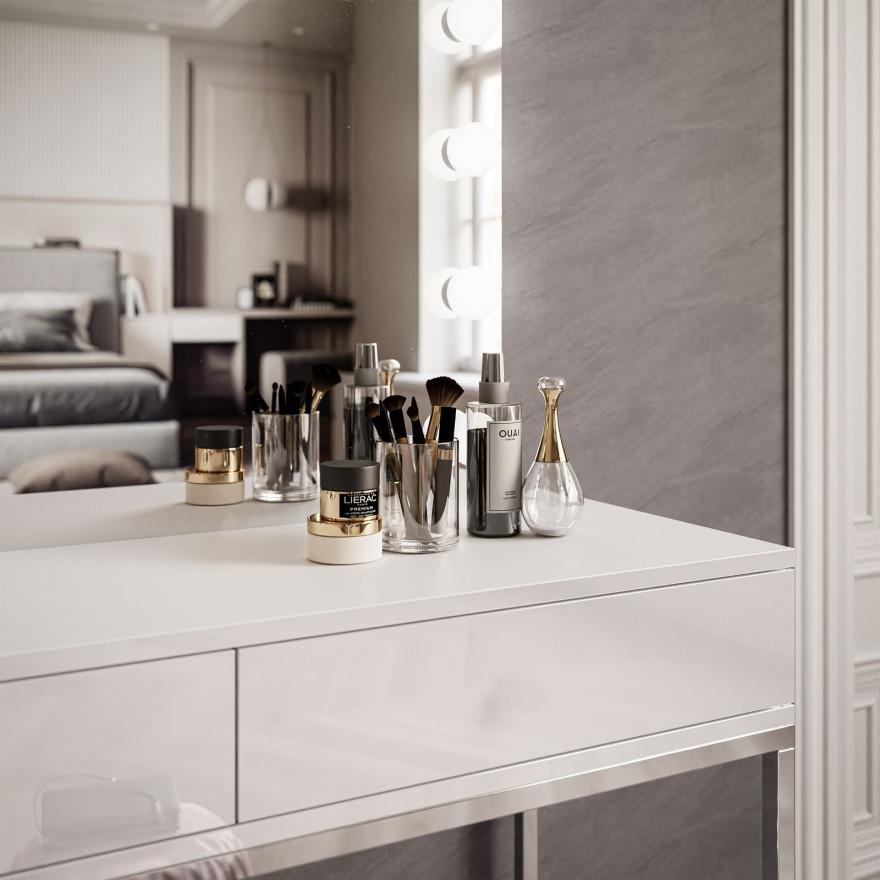 Toaletka kosmetyczna BLANCO GLAMOUR ELITE z lustrem i oświetleniem Toaletka kosmetyczna BLANCO GLAMOUR ELITE z lustrem i oświetleniem